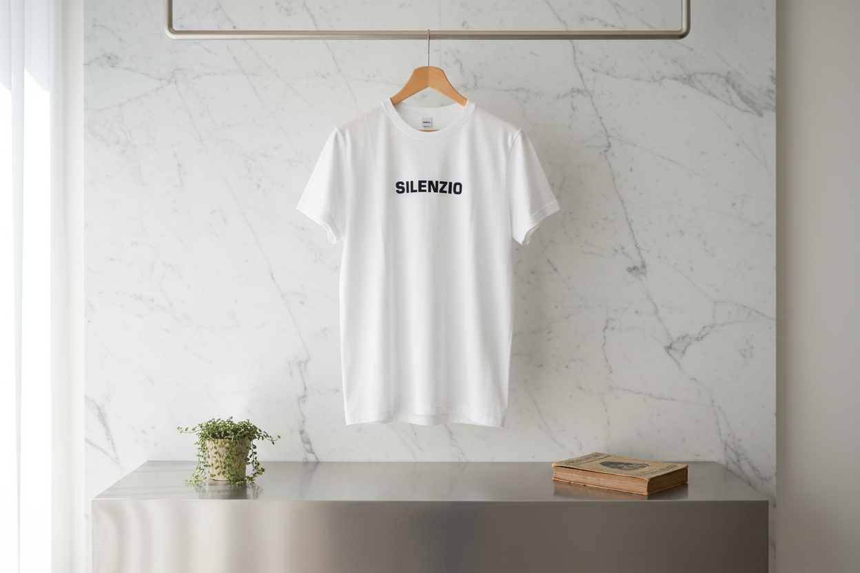 ASPESI, T-Shirt Silenzio, weiß