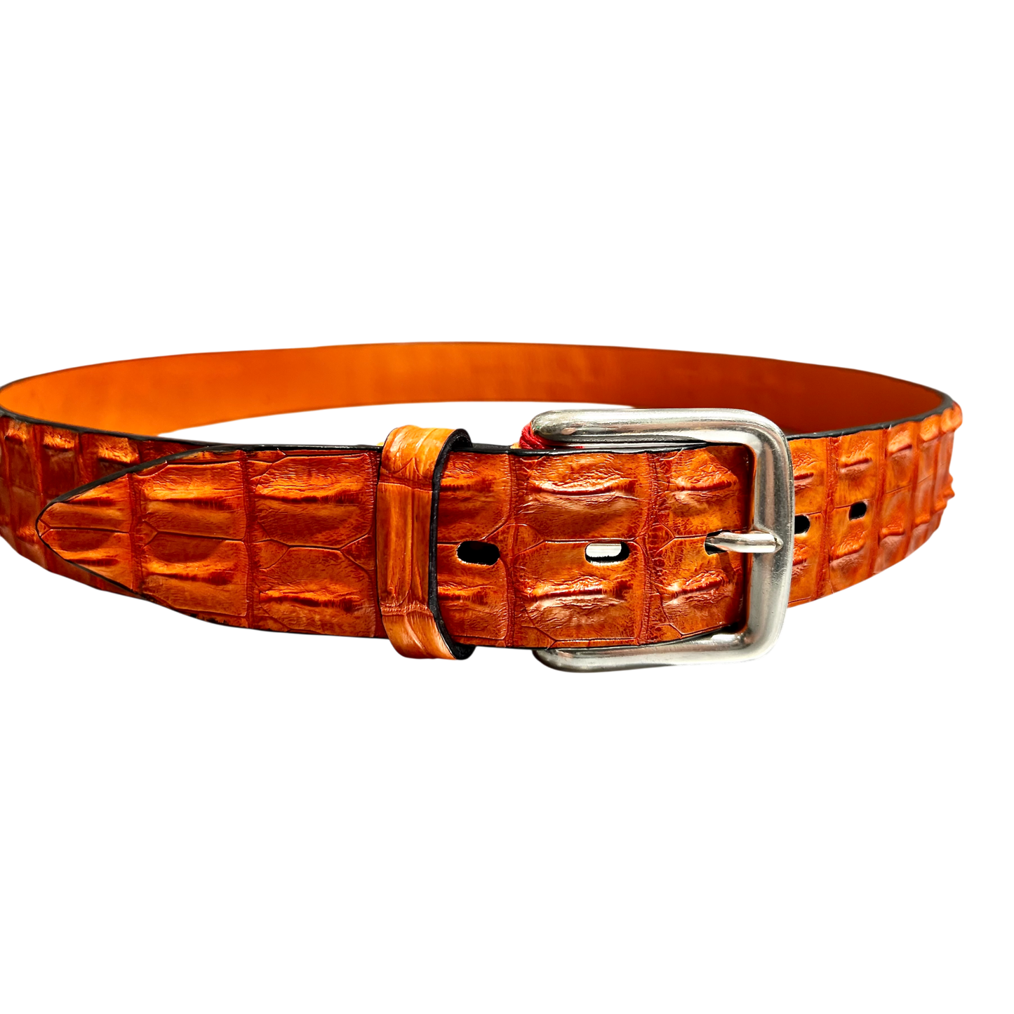 Fausto Colato Krokodilrücken-Gürtel, orange