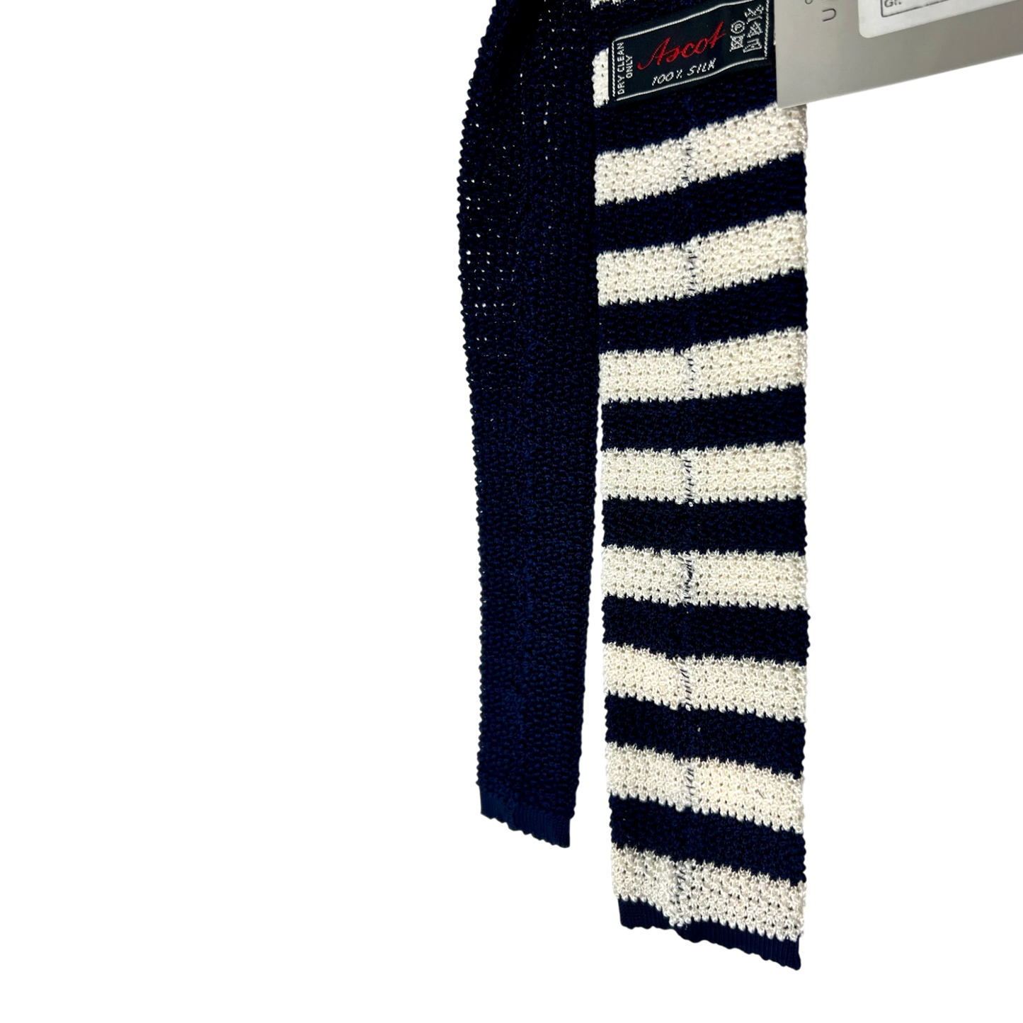 Ascot, Seidenstrickkrawatte, blau-weiß gestreift