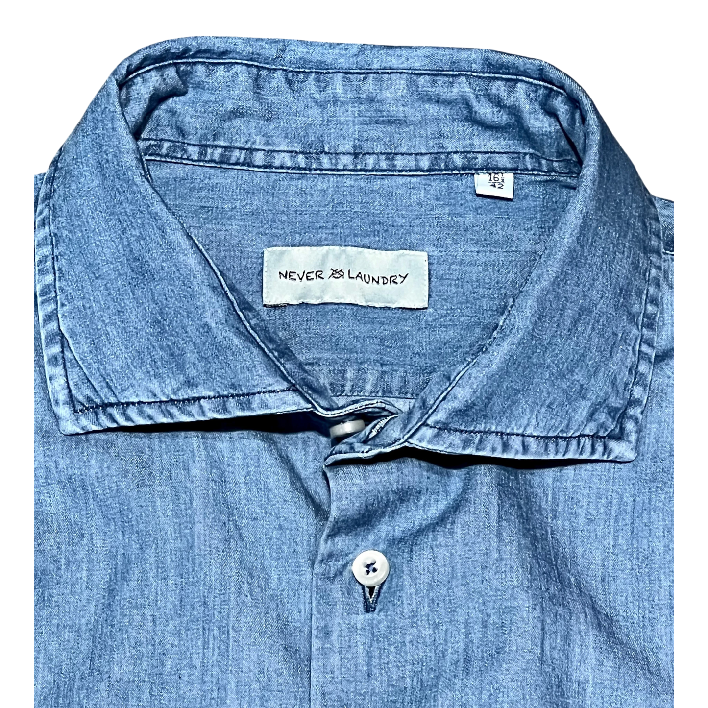 Never Laundry Denimhemd light washed aus Baumwolle