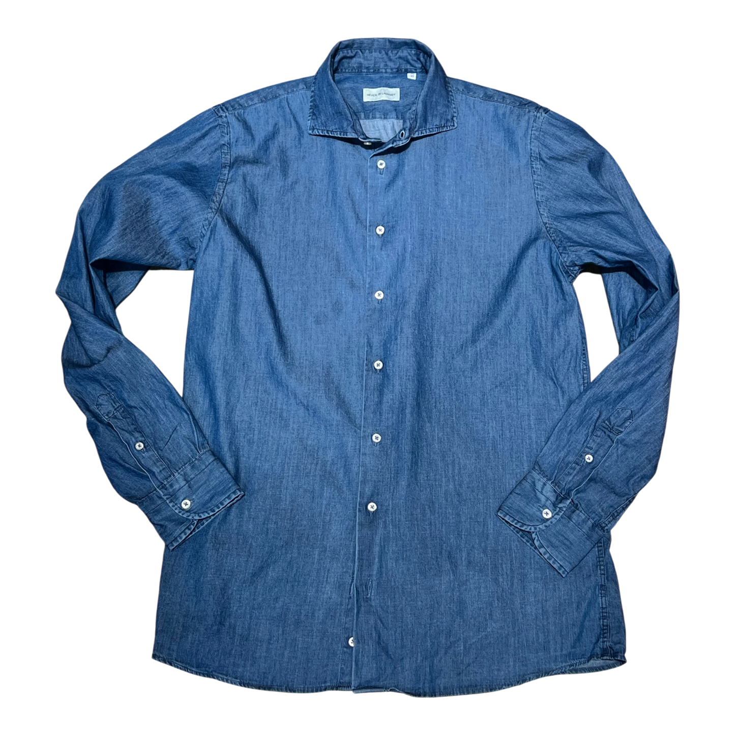 Never Laundry, Denimhemd dark washed aus Baumwolle