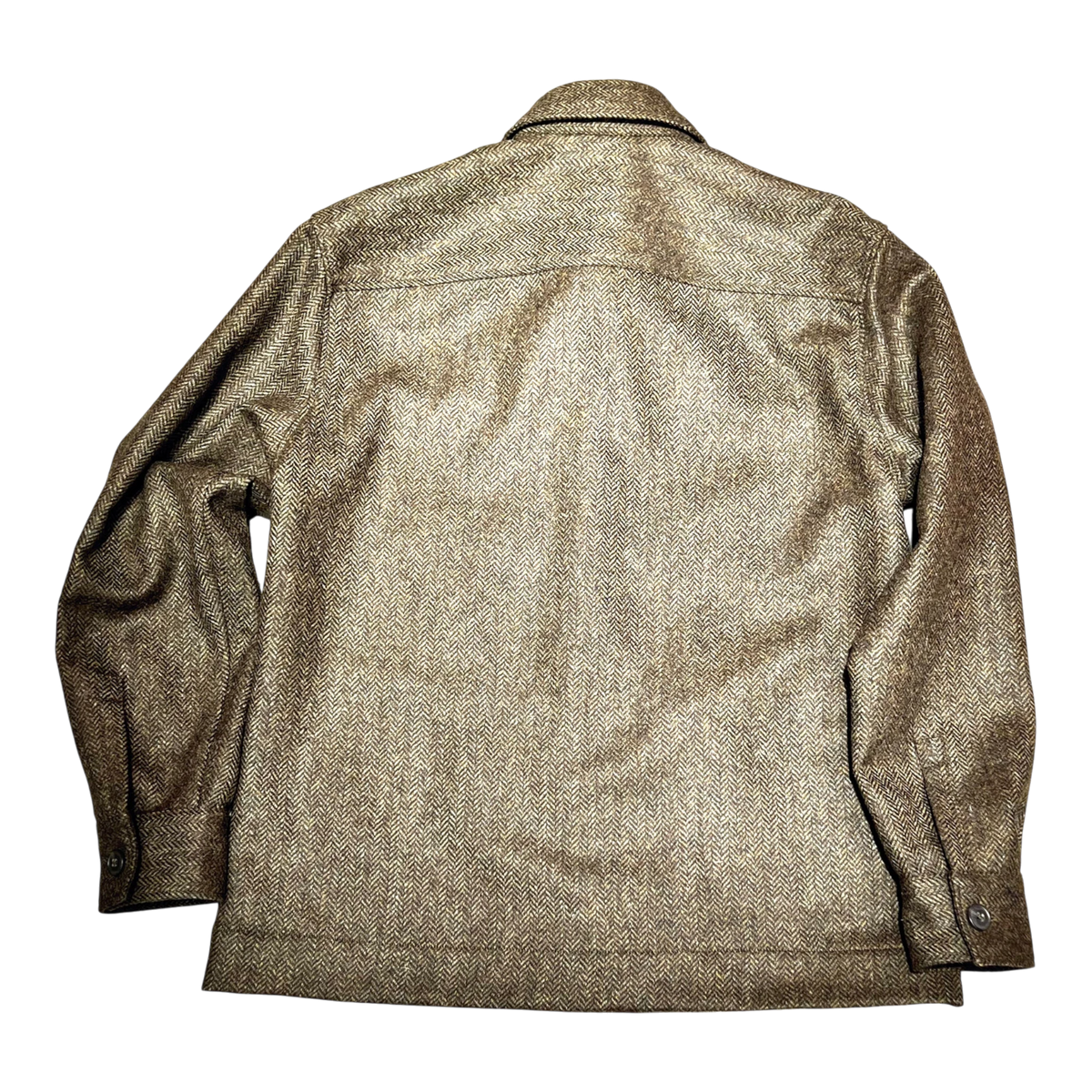 Xacus, Overshirt, Shetland-Wolle Fischgrät Oliv-Braun