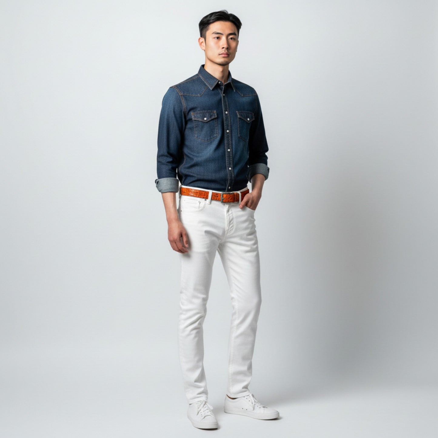 Fausto Colato Krokodilrücken-Gürtel, orange