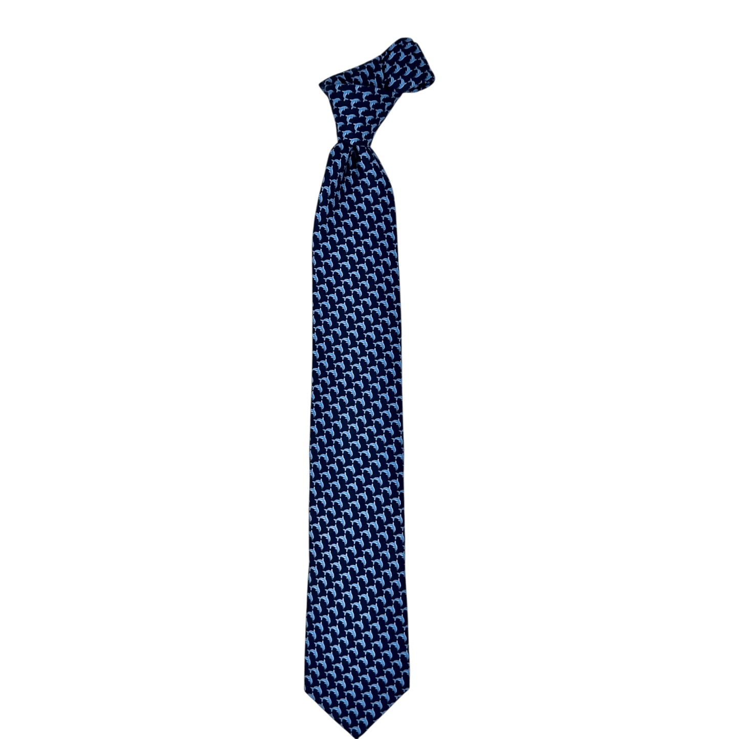 UNIT Hamburg - Ascot, Seidenkrawatte, Delphim Foulard, dunkelblau - Ascot