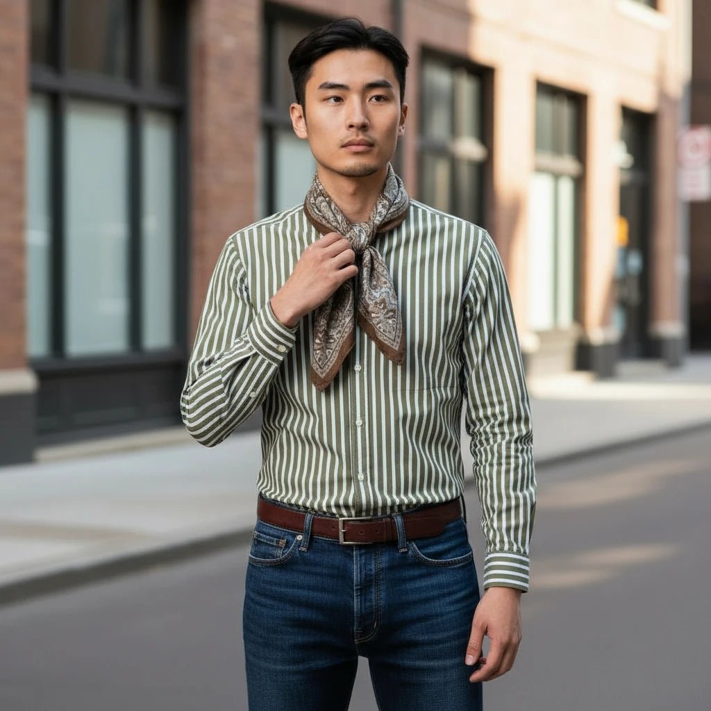 UNIT Hamburg - Ascot, Tuch Bandana 70x70cm, Wolle / Kaschmir / Seide, oliv - Ascot