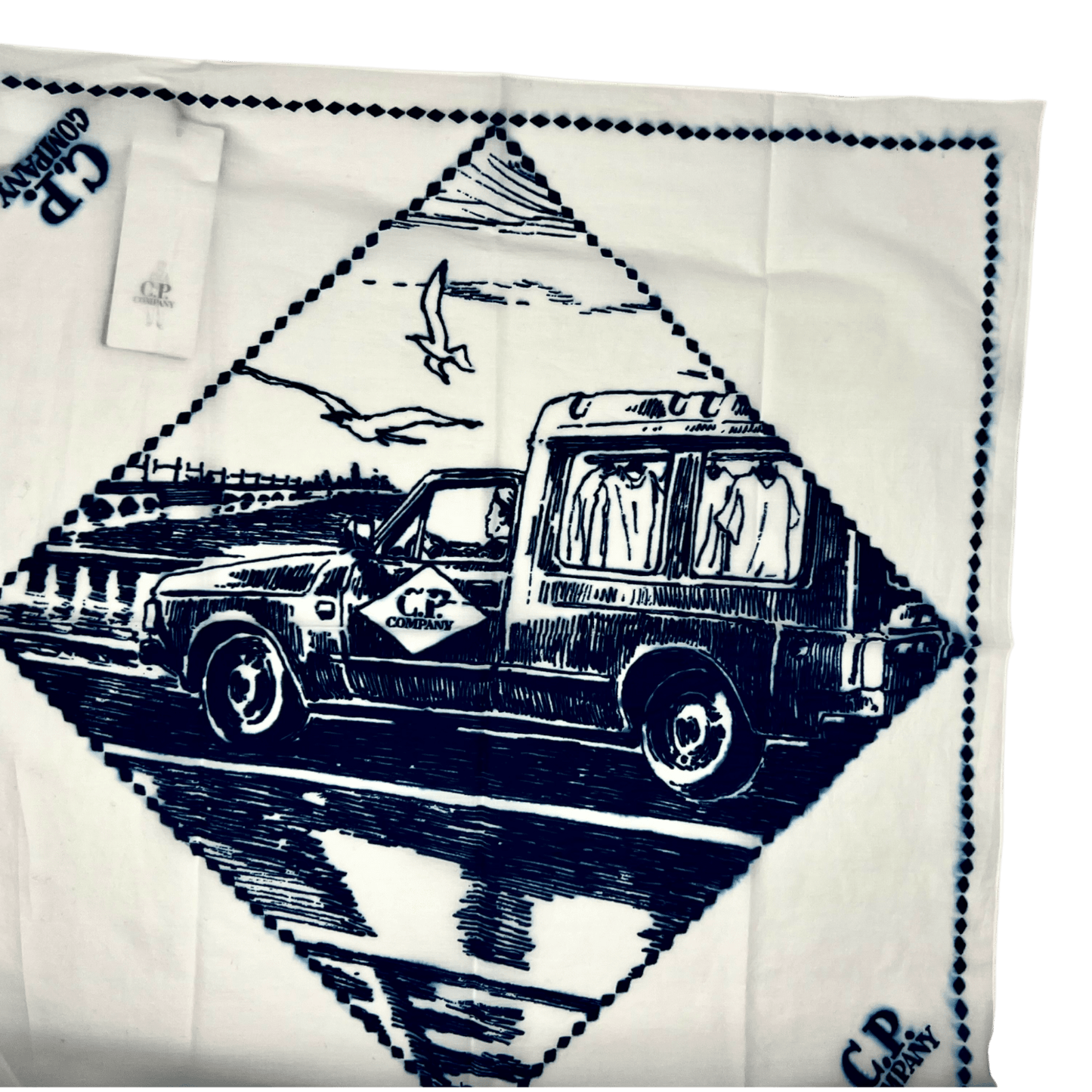 UNIT Hamburg - C.P. Company Musselin‑Tuch 60x60 Weiß/Denim - C.P. Company