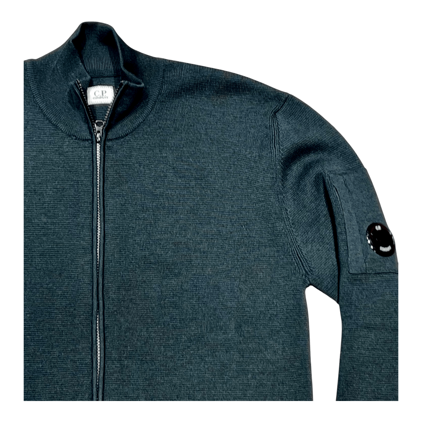 UNIT Hamburg - C.P. Company, Re - Wool Cardigan – mit Linse, grün - C.P. Company