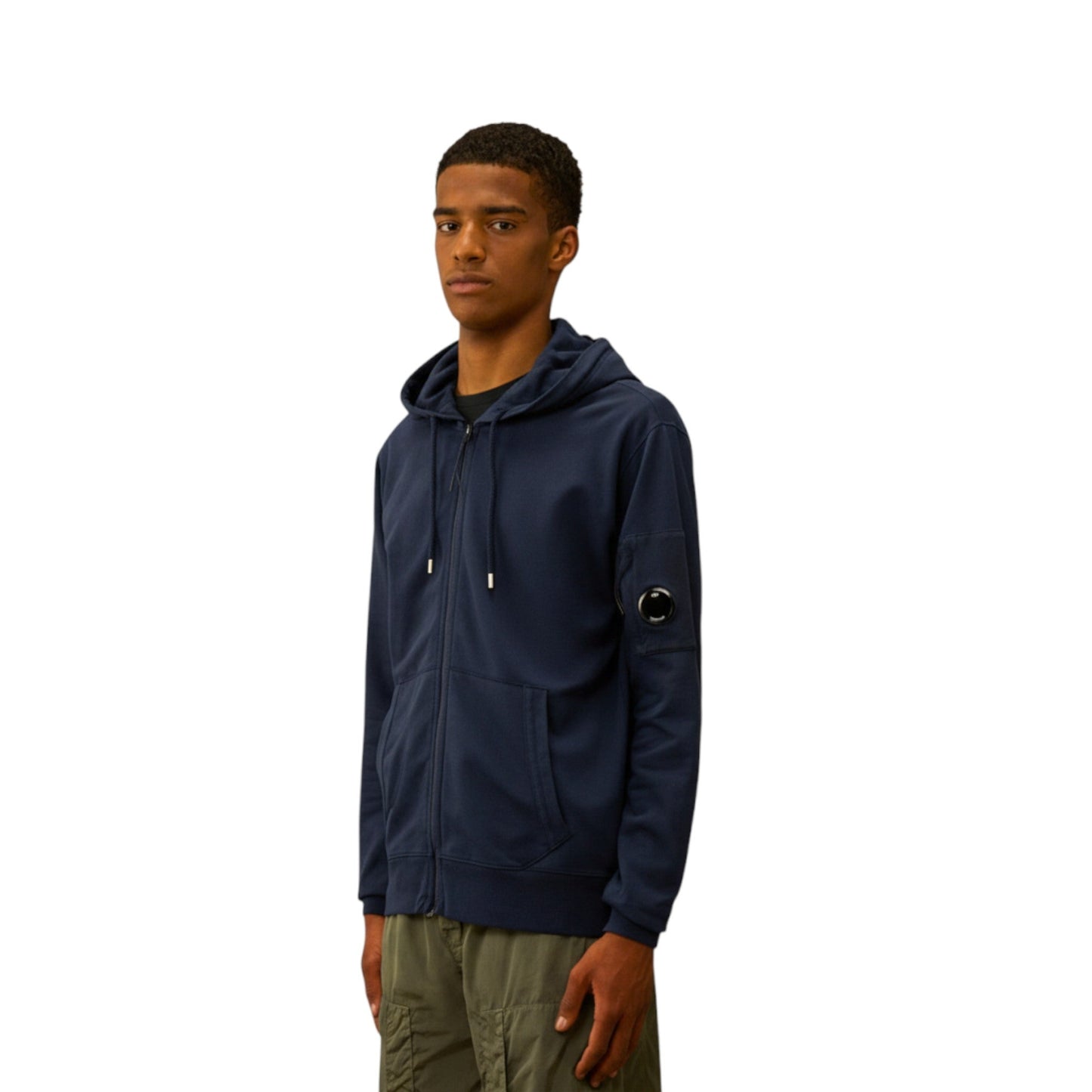 UNIT Hamburg - C.P. Company, Zip Hoodie aus leichtem Fleece, mit Lens - Detail, navy. - C.P. Company