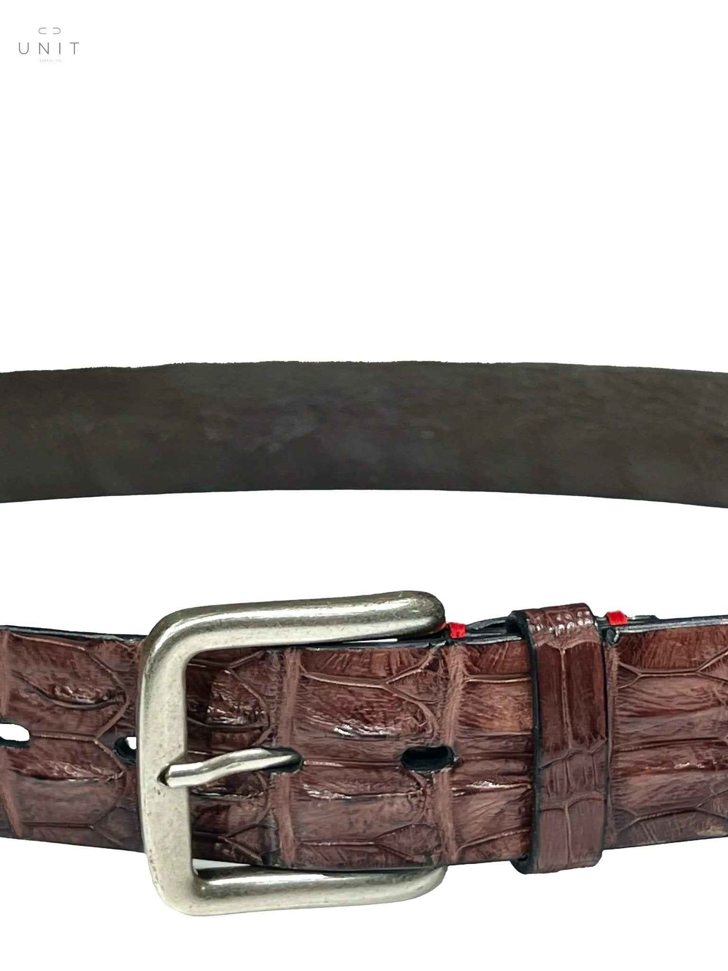 Fausto Colato, crocodile back center belt, brown