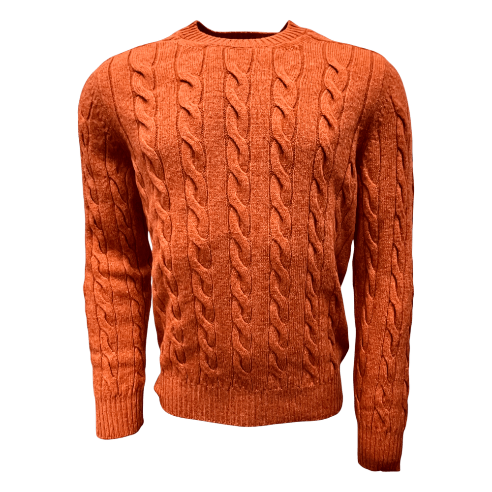 UNIT Hamburg - Gran Sasso, Shetlandwolle, Rundhals, Zopfstrick, Orange - Gran Sasso