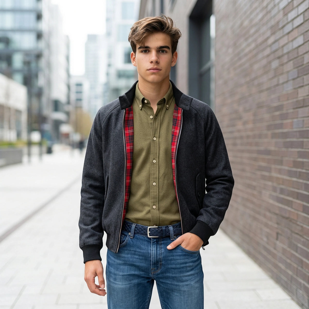 Baracuta G9 Unpadded Melton Harrington-Jacke, antra