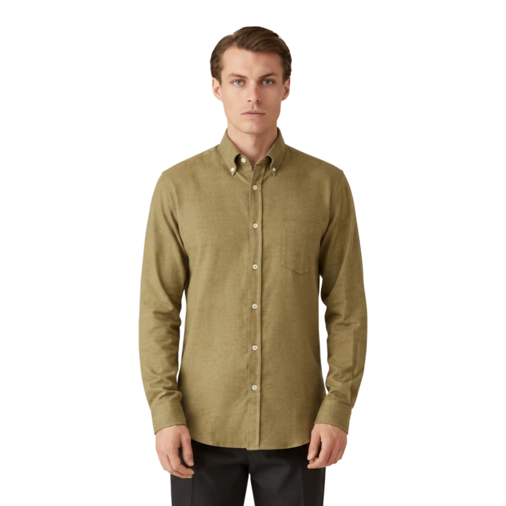 Chemise en flanelle de coton brossé Sunspel MSHT2131