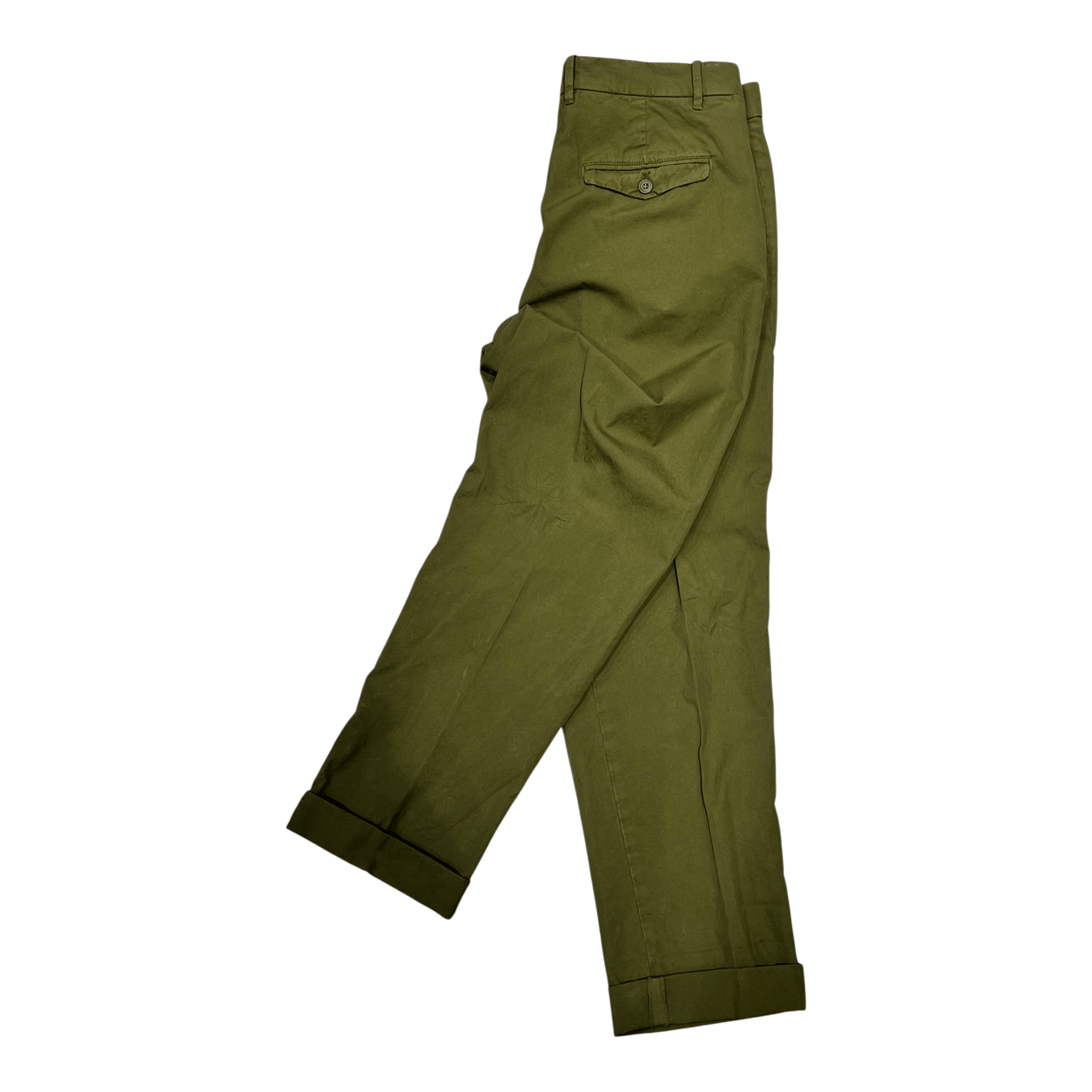 UNIT Hamburg - Never Laundry Il Pinces – Cotton Gabardine Hose, olivgrün - Never Laundry