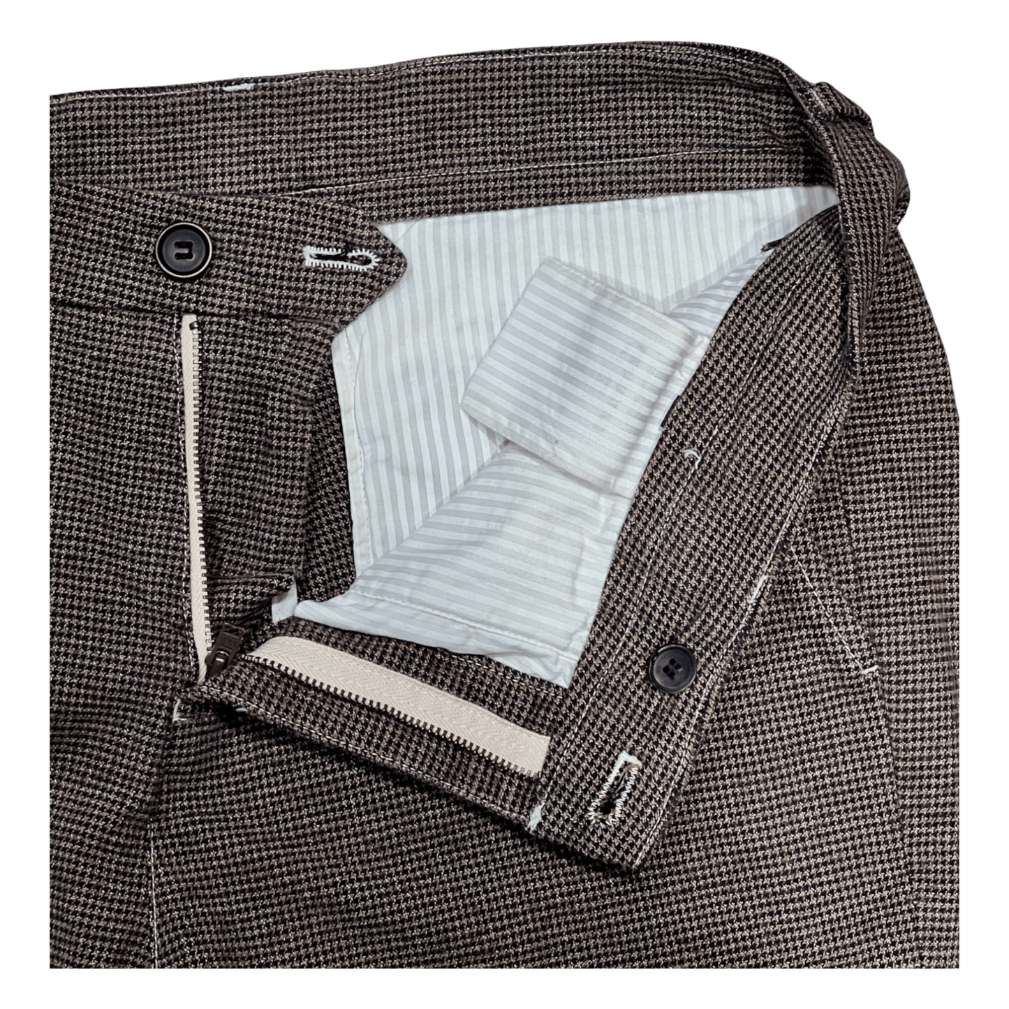 UNIT Hamburg - Never Laundry, karierte Baumwollhose, OSAKA checked, braun - Never Laundry