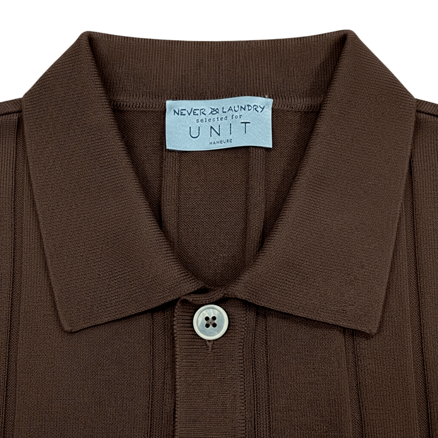 UNIT Hamburg - Never Laundry, Kurzarm - Hemd Feinstrick Streifen, braun - Never Laundry