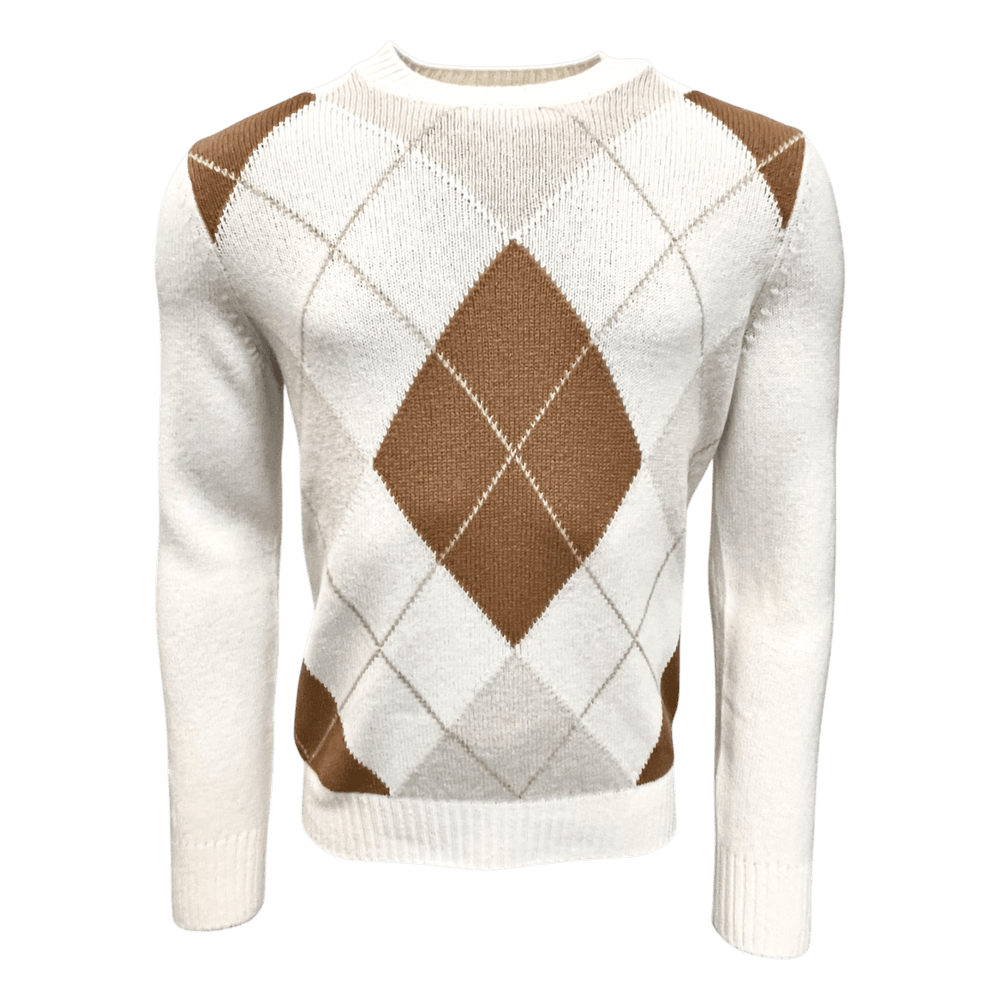 UNIT Hamburg - Never Laundry, Merino Argyle, wollweiß mit karamellbraun - Never Laundry