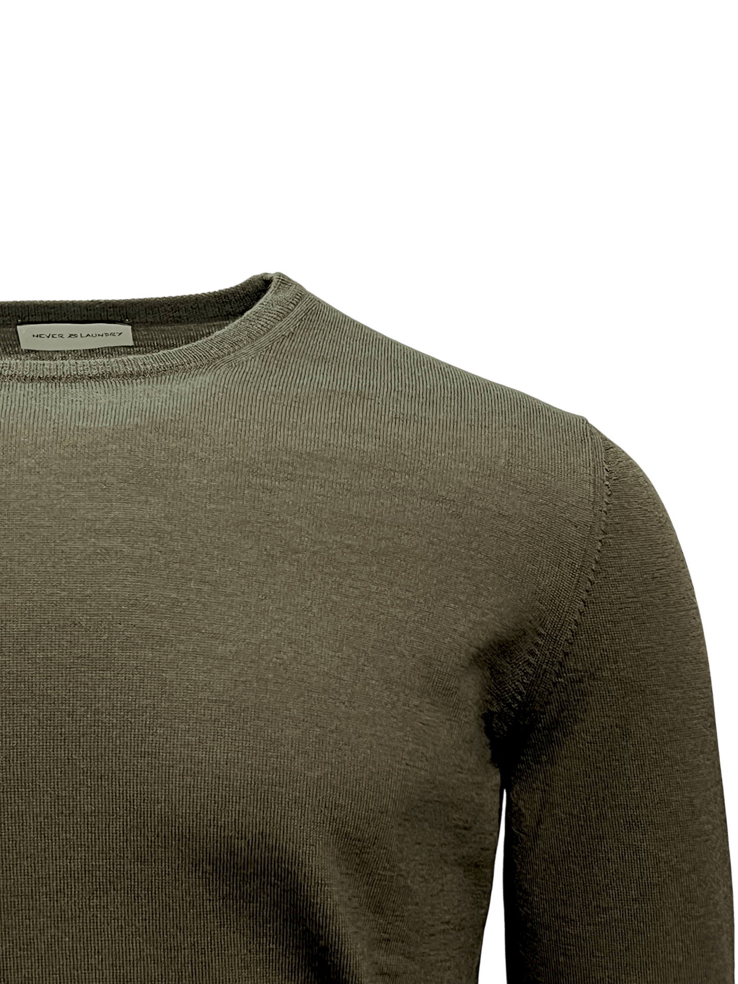 UNIT Hamburg - Never Laundry Merino Feinstrick Rundhals oliv - Never Laundry