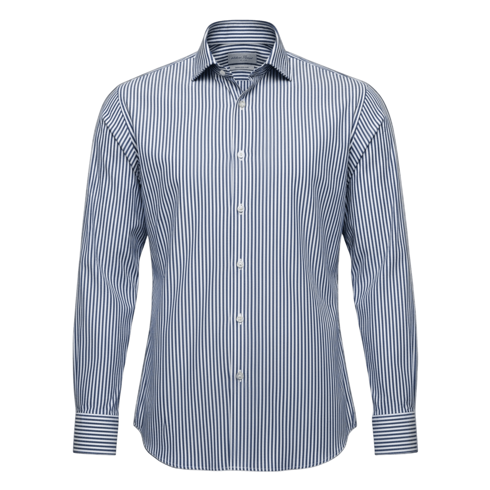 UNIT Hamburg - Never Laundry, Slim Fit, Baumwolle, weiß dunkelblau gestreift - Never Laundry