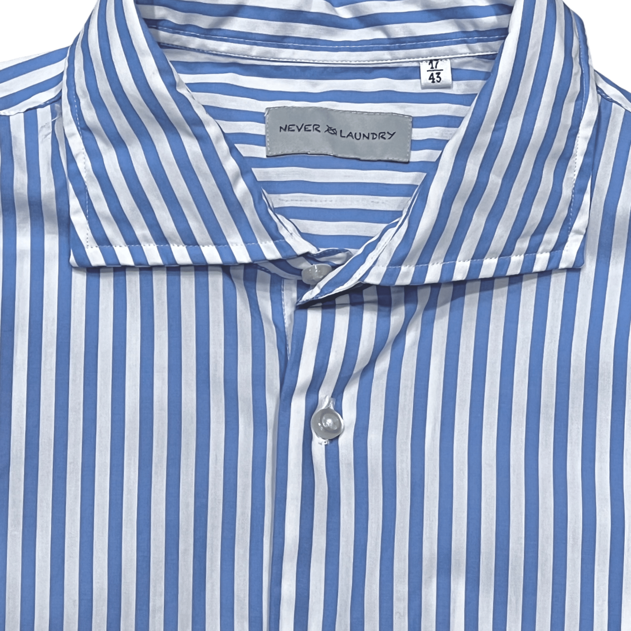 UNIT Hamburg - Never Laundry, slim fit, coton, blanc rayé bleu royle - Never Laundry