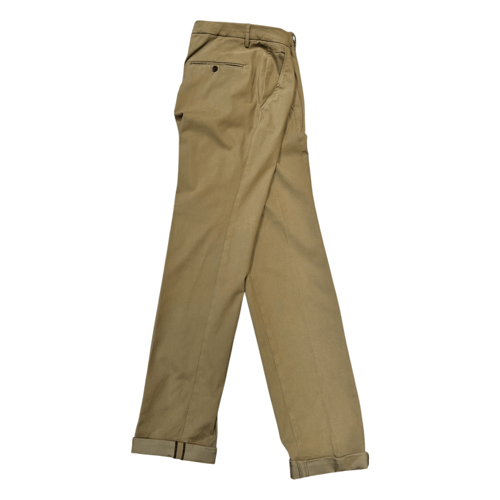 UNIT Hamburg - ネヴァー・ランドリー、ヴェルシリア、コットン・パンツ、ギャバジン、ベージュ - グリーン - ネヴァー・ランドリー