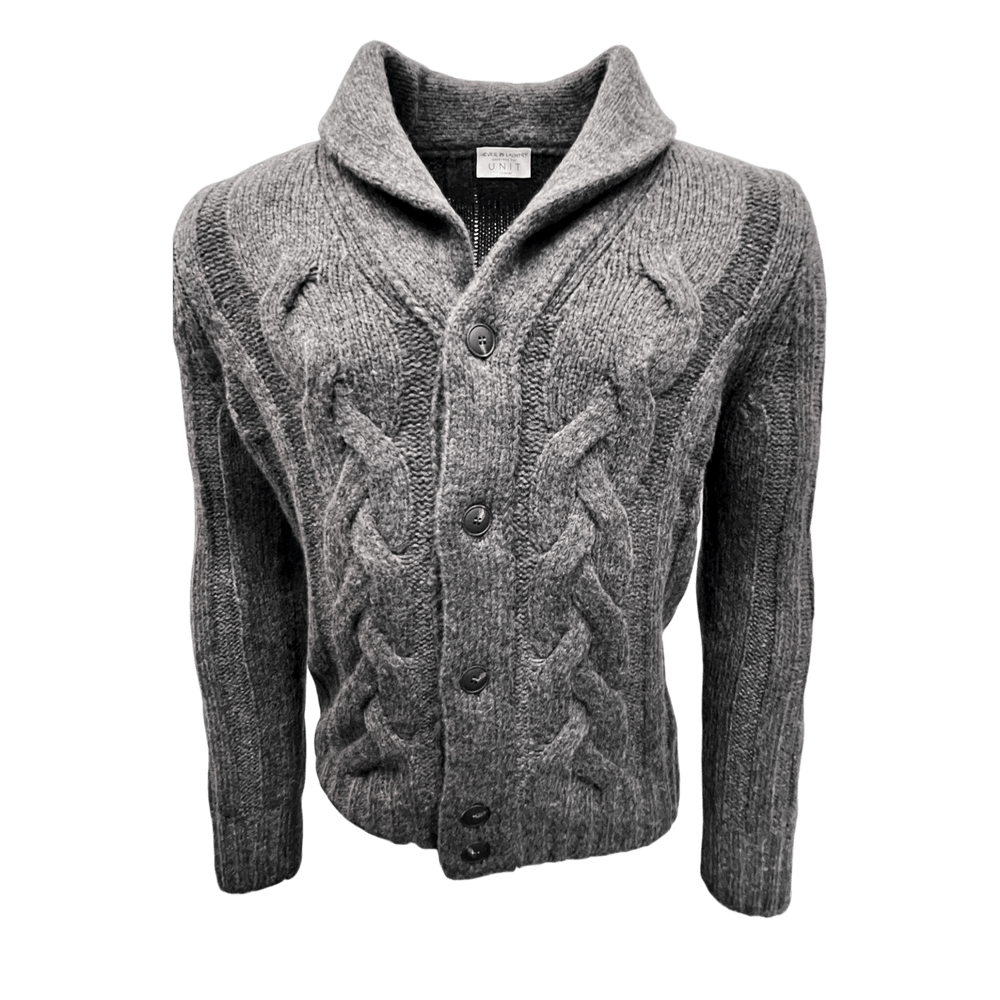 UNIT Hamburg - Never Laundry Zopfstrick Schalkragenjacke antra - Never Laundry