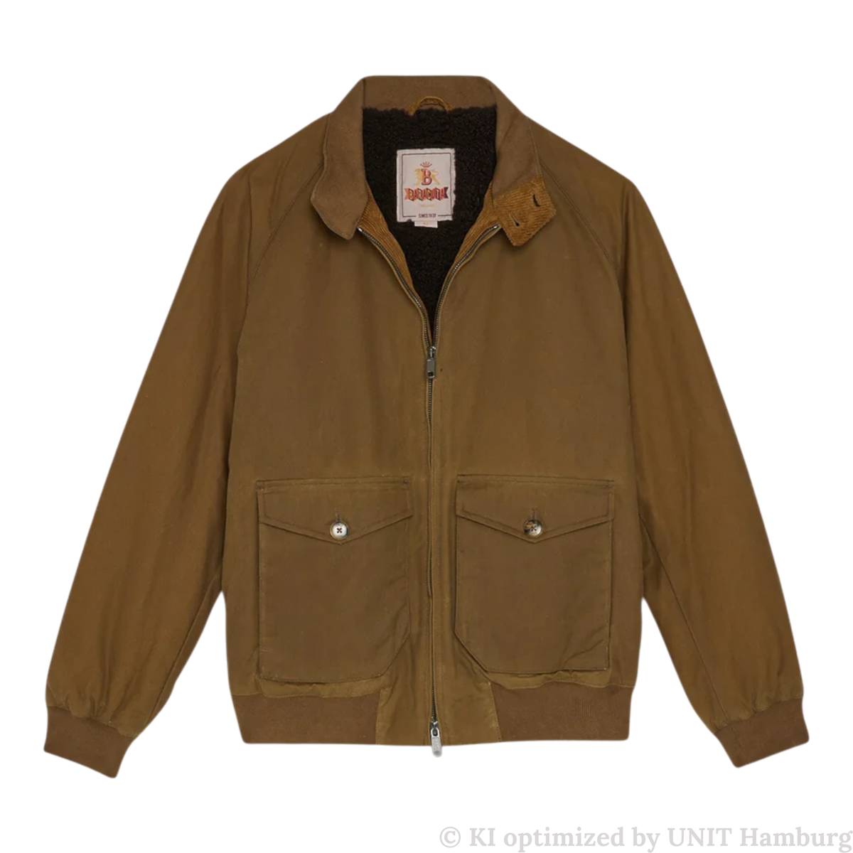 Watermarked - Baracuta, G9 Harrington, Wachsjacke, dunkelbeige
