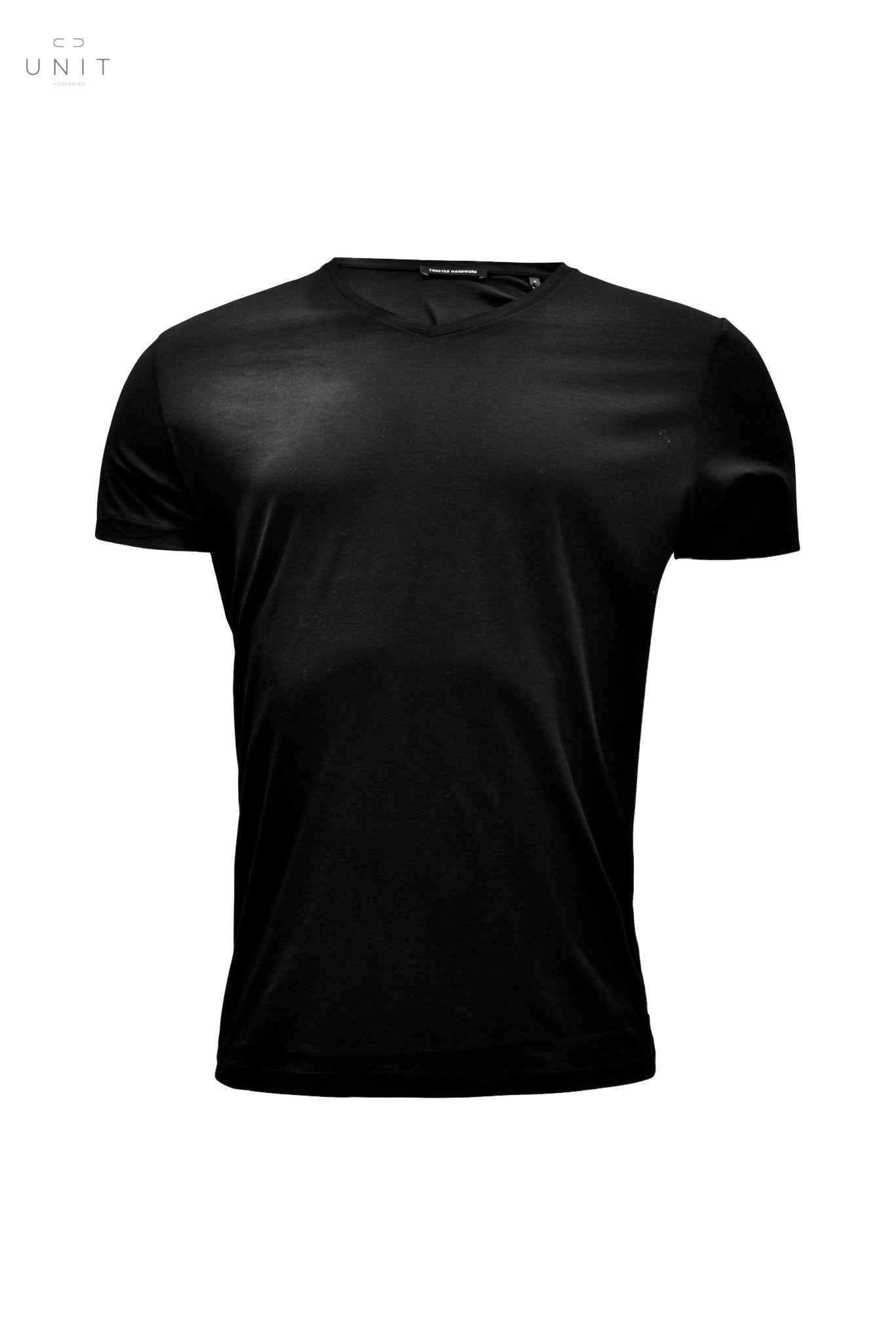 信頼の手仕事、Vネック、Tシャツ、ブラック - UNIT Hamburg