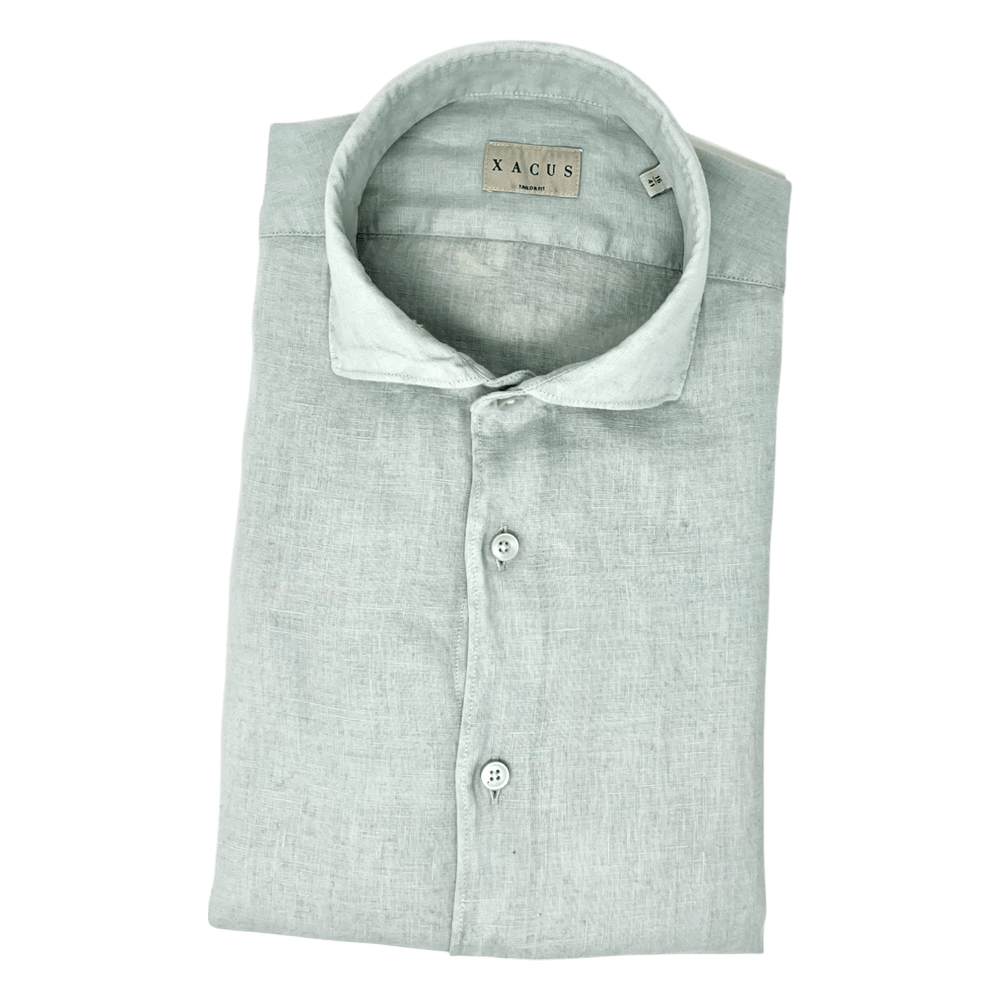 UNIT Hamburg - Xacus, gewaschenes Leinenhemd, graugrün - Xacus