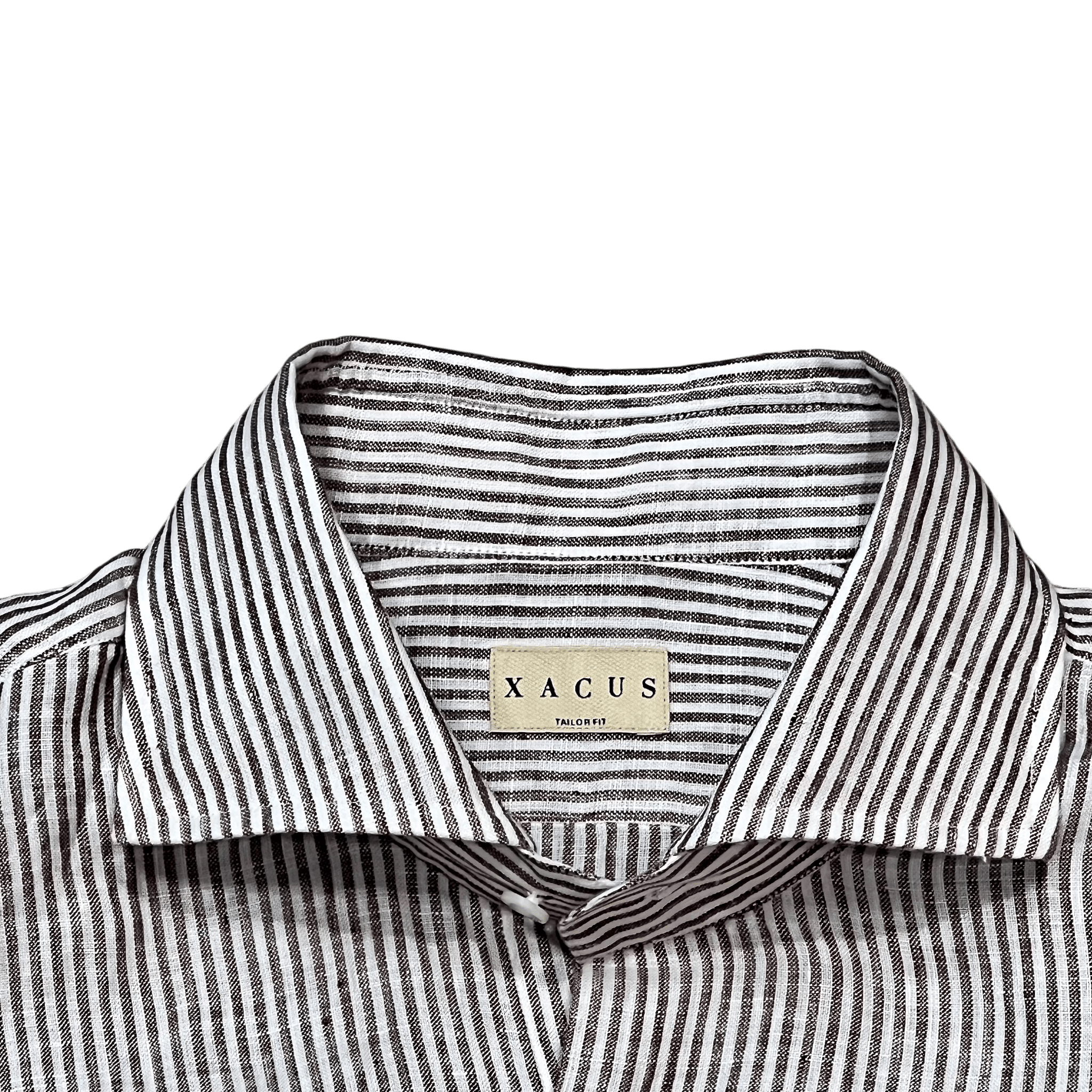 UNIT Hamburg - Xacus Washed Linen Stripe, blanc à rayures marron - Xacus
