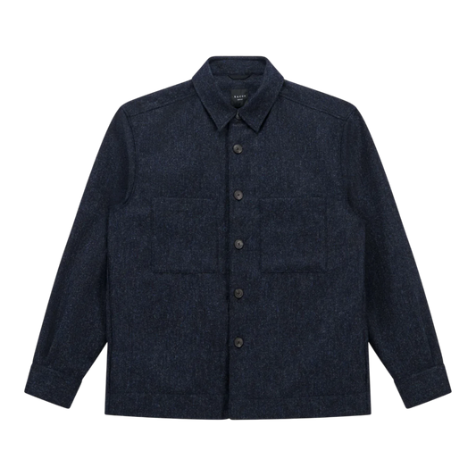 Xacus, Unfold Wool Overshirt aus Shetlandwolle, navy