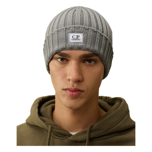 C.P. Company, Merino Logo Beanie, griffin grey