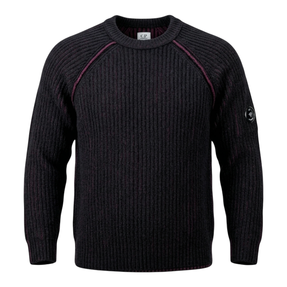 C.P. Company, Wool Fleece Knit Bi-Color Pullover