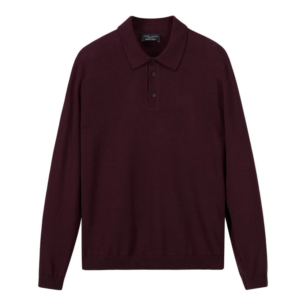 Roberto Collina Poloshirt aus Merinowolle, dunkles Rot