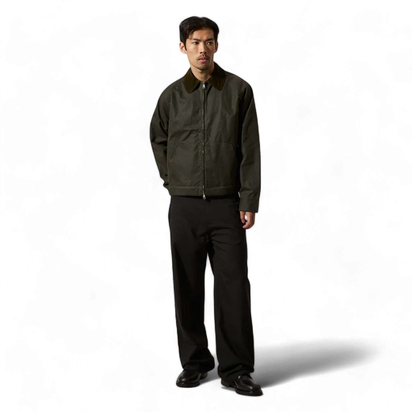 Brixtol Textiles. Carter, short wax jacket, olive