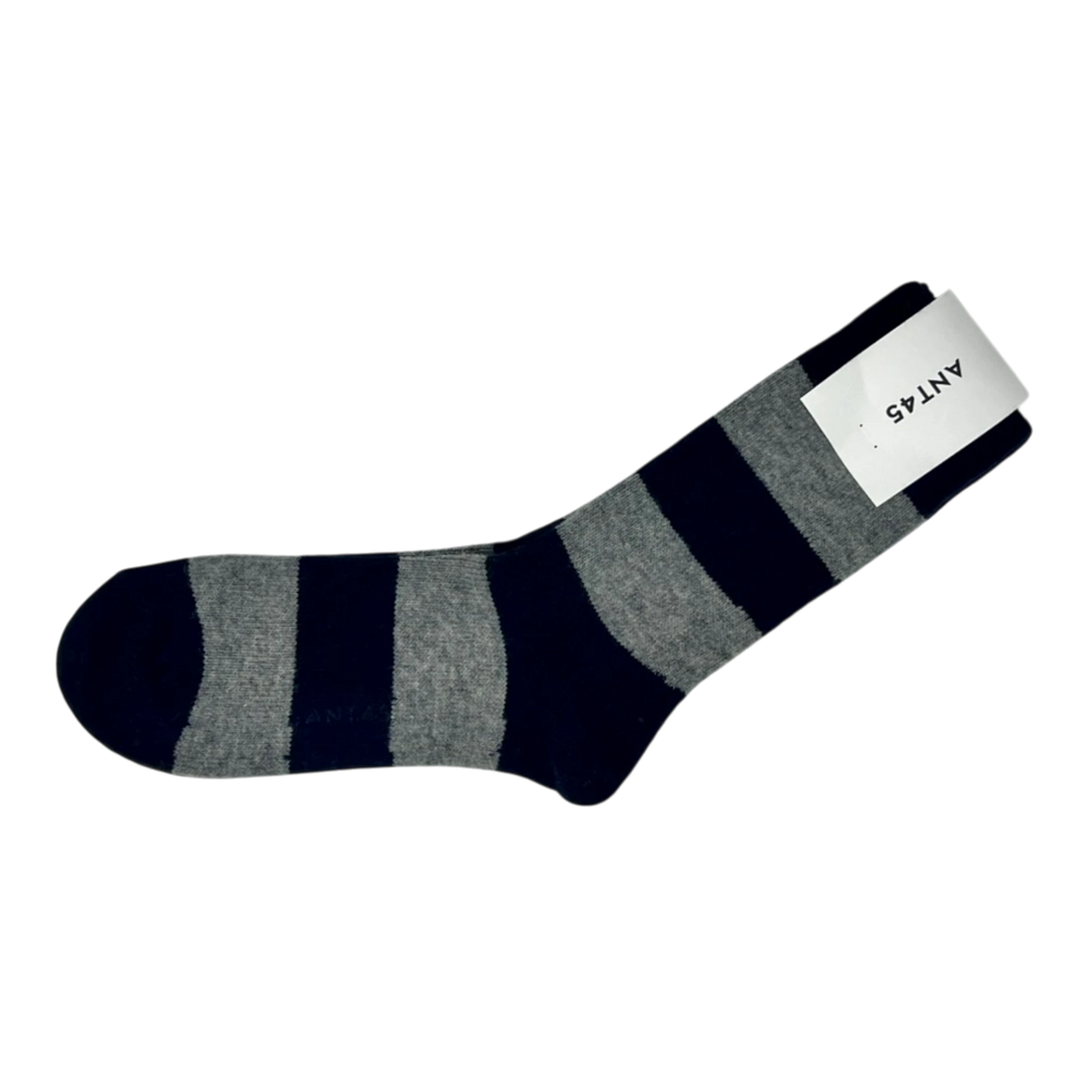 ANT45 GEEL Socken grau-navy gestreift aus Wollmix