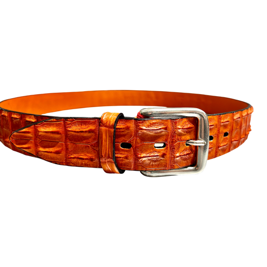 Fausto Colato Krokodilrücken-Gürtel, orange