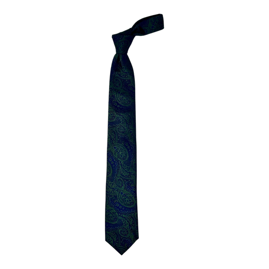 Ascot, Seidenkrawatte, Paisley, grün-blau