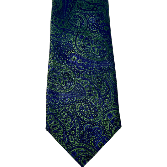 Ascot, Seidenkrawatte, Paisley, grün-blau