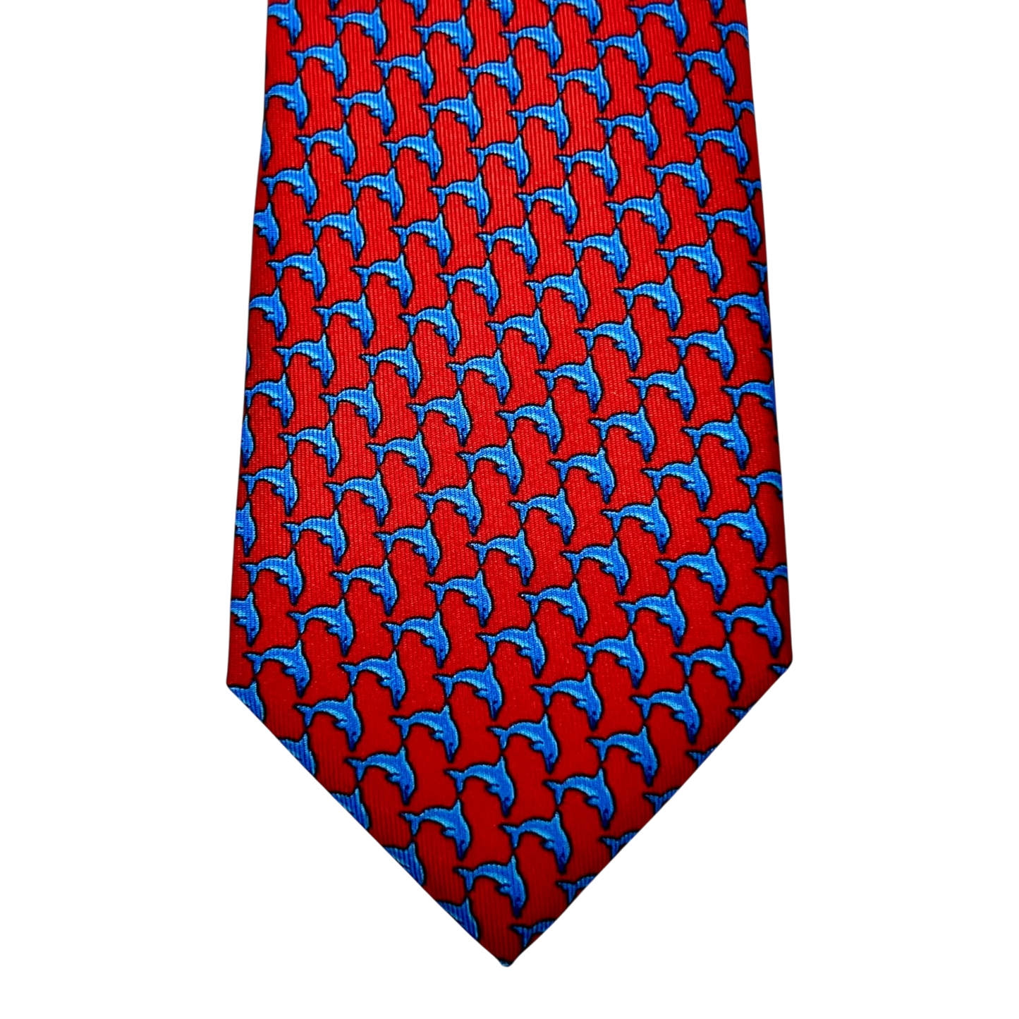 Ascot, Seidenkrawatte, Delphin Foulard, rot-hellblau