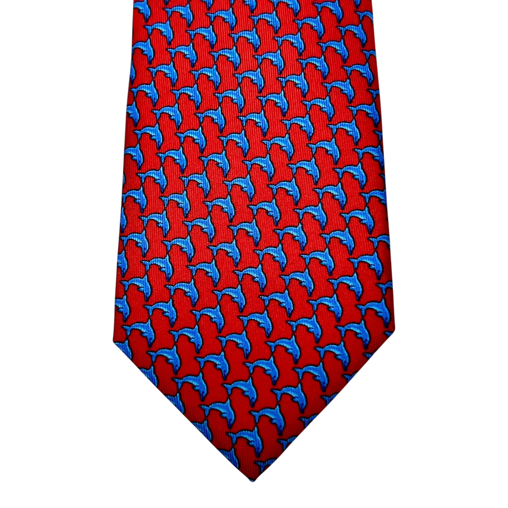 Ascot, Seidenkrawatte, Delphin Foulard, rot-hellblau