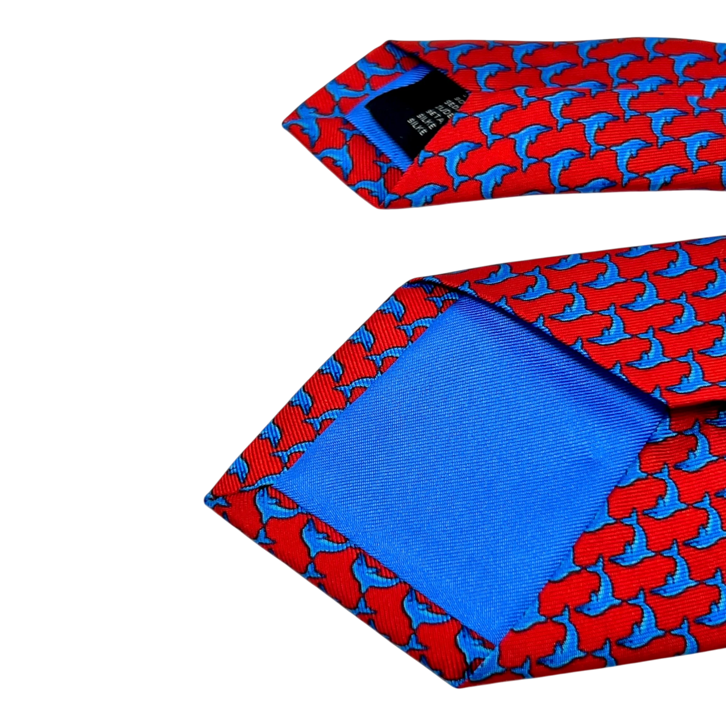 Ascot, Seidenkrawatte, Delphin Foulard, rot-hellblau