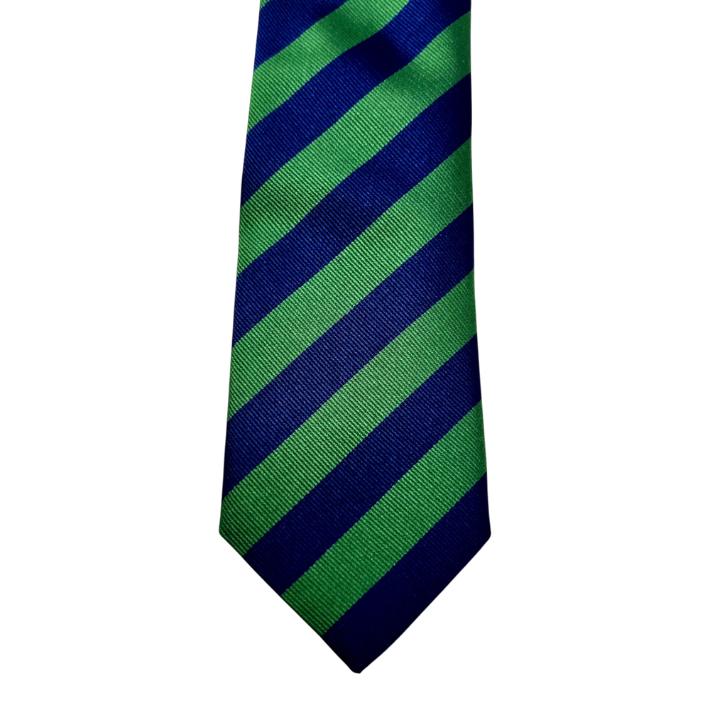 Ascot, Regimentskrawatte, Ripsseide, grün-blau