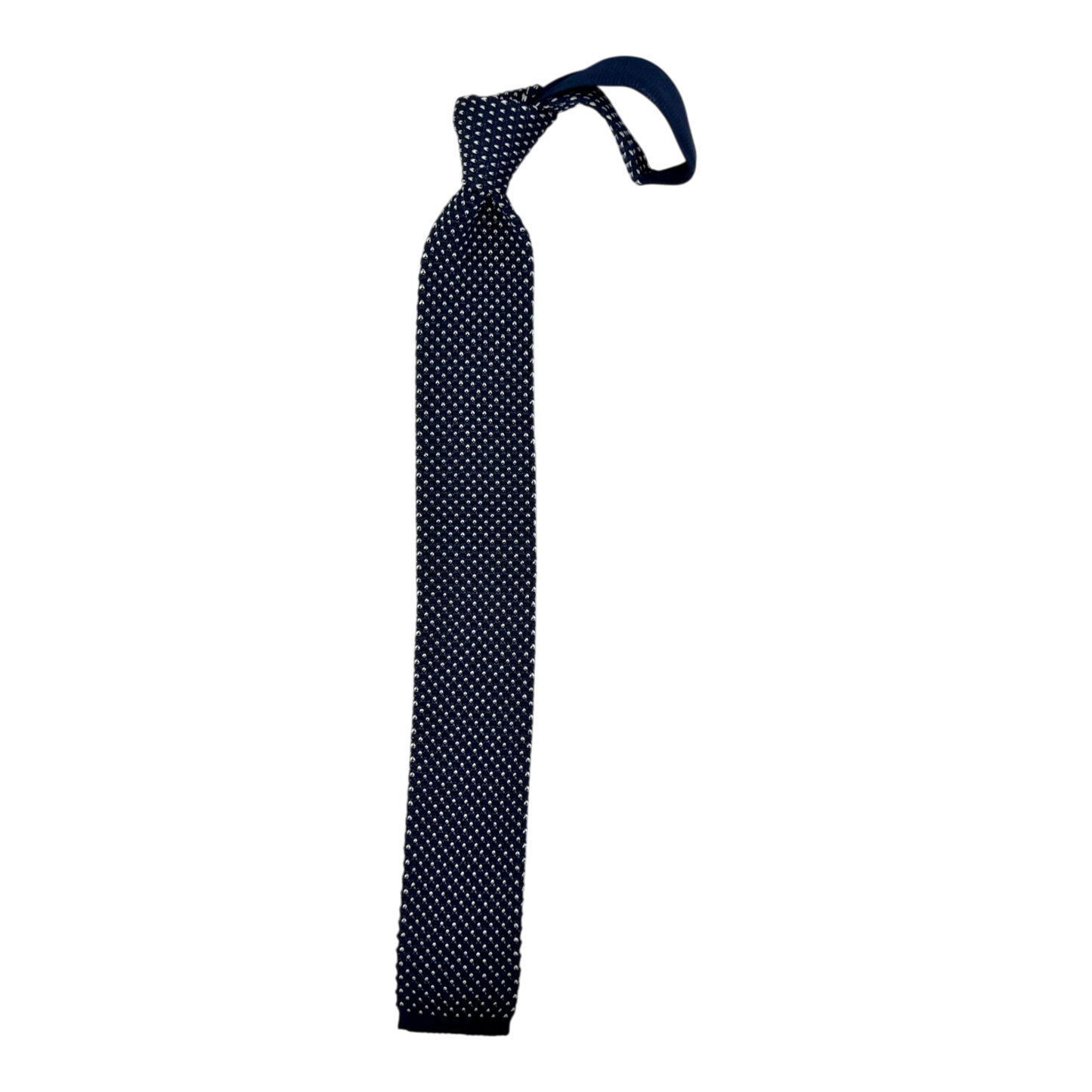 Ascot, Seidenstrickkrawatte, navy mit weißen Punkten