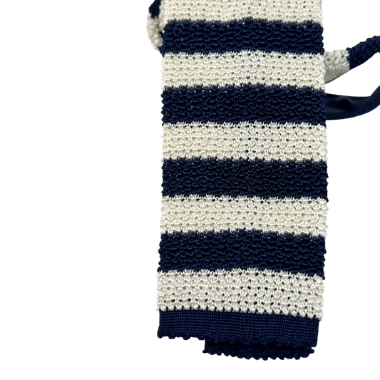 Ascot, Seidenstrickkrawatte, blau-weiß gestreift