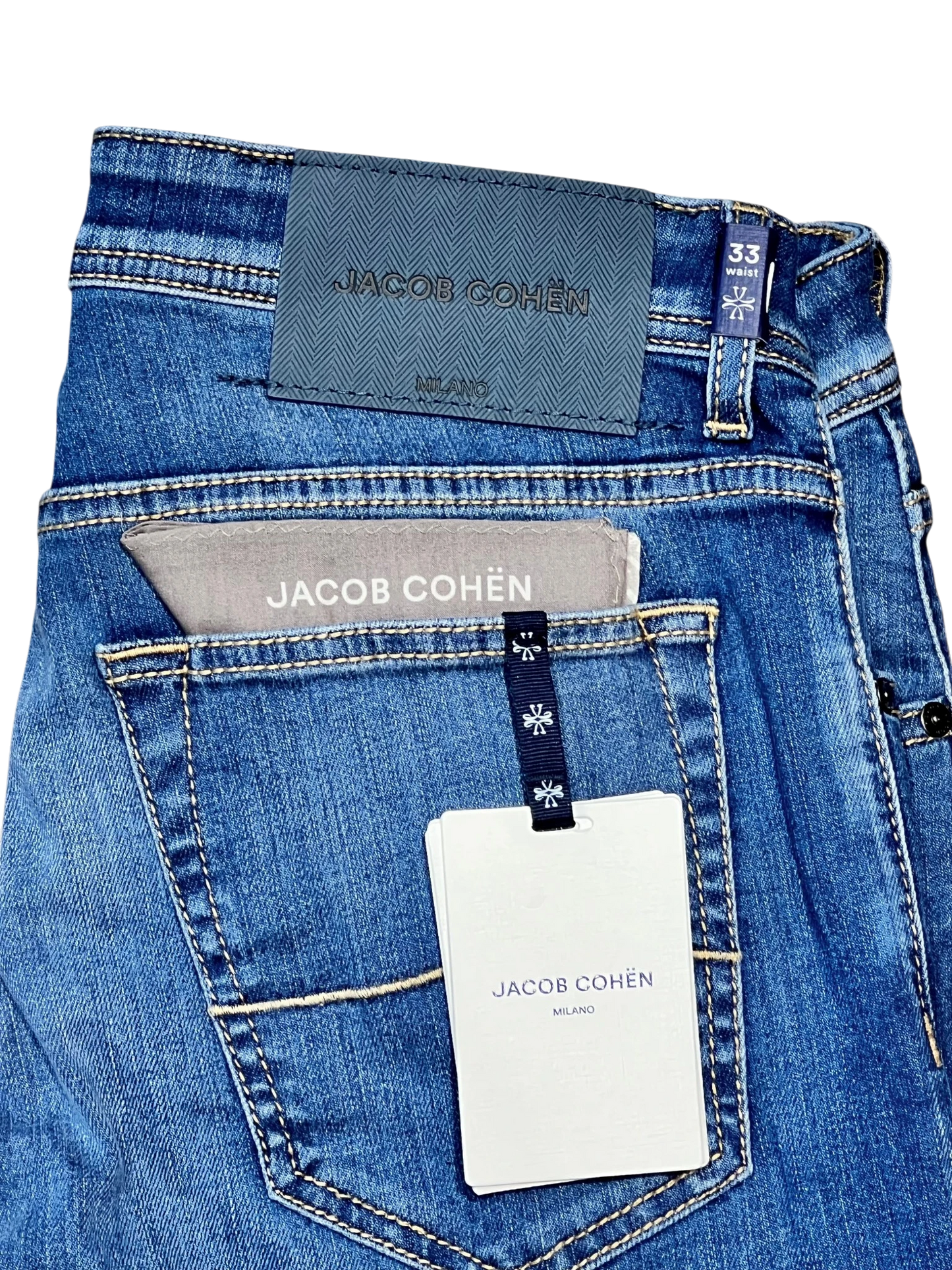 ジェイコブ・コーエン JUM_QE007 030 S3623 V2 NICK SLIM ミッドナイトブルー ラベル ライトブルー