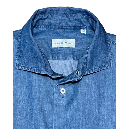Never Laundry, Denimhemd dark washed aus Baumwolle