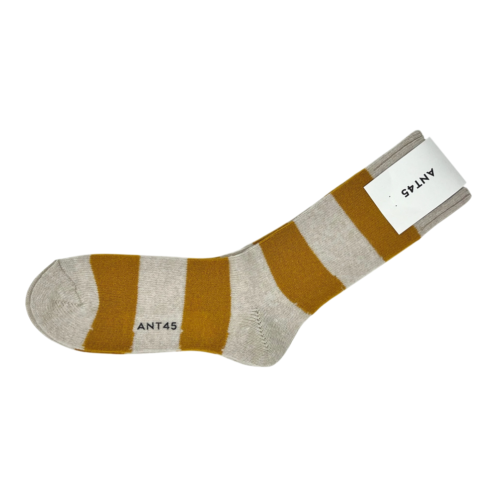 ANT45, GEEL Socken, currygelb-sand gestreift aus Wollmix