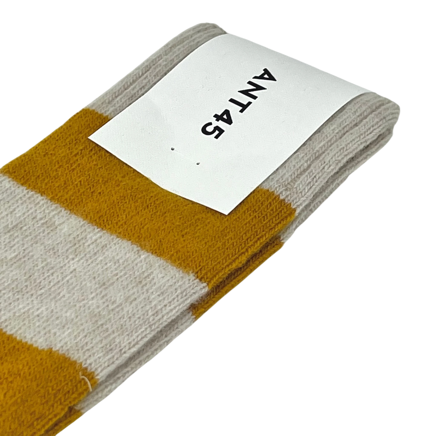 ANT45, GEEL Socken, currygelb-sand gestreift aus Wollmix