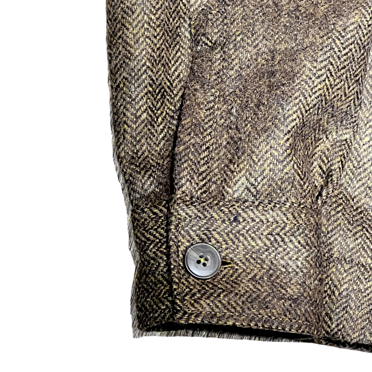 Xacus, Overshirt, Shetland-Wolle Fischgrät Oliv-Braun