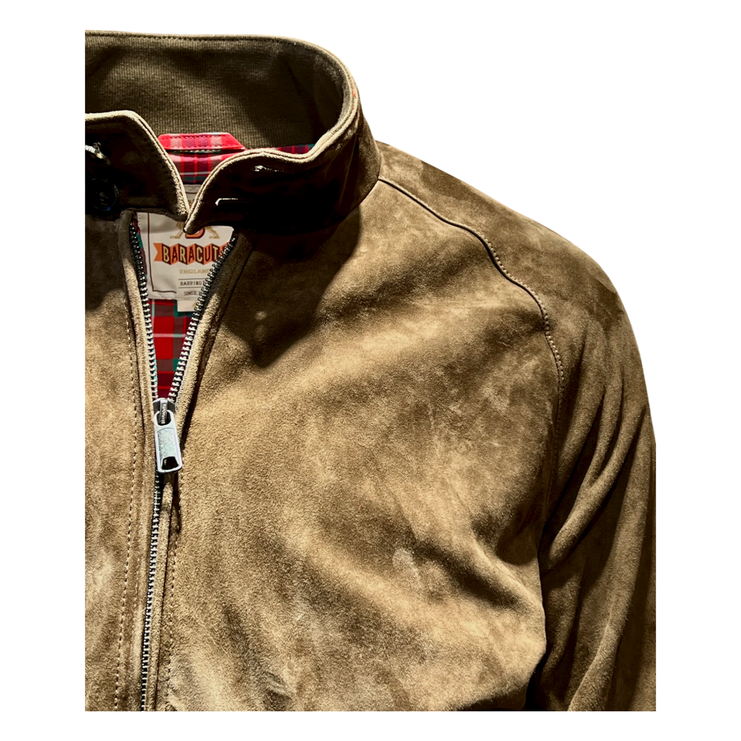 Baracuta, G9 Harrington, Velourleder Blouson, dark oliv